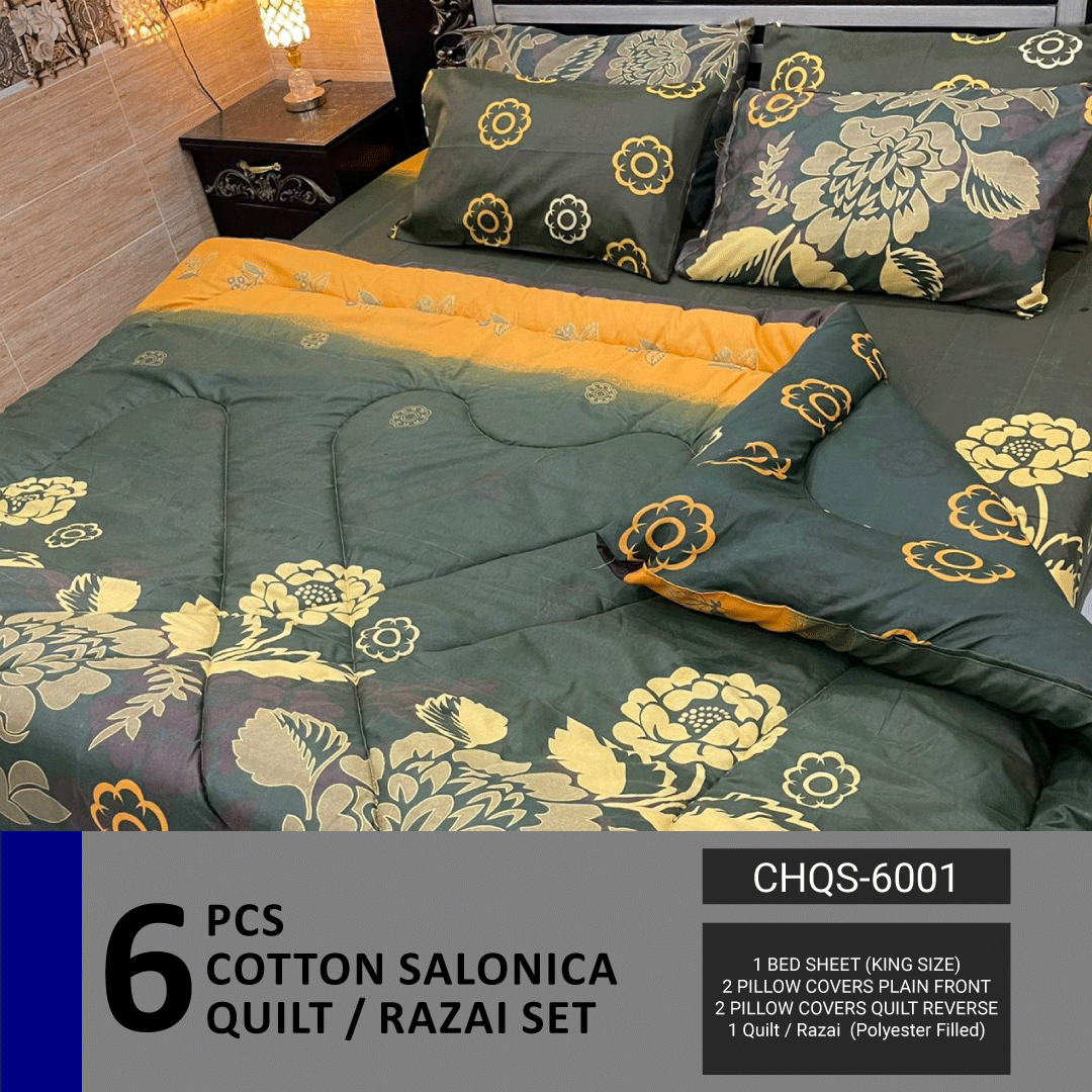 6 Pcs Vicky Razai Set | Double Bed | King Size | CHQS-6001