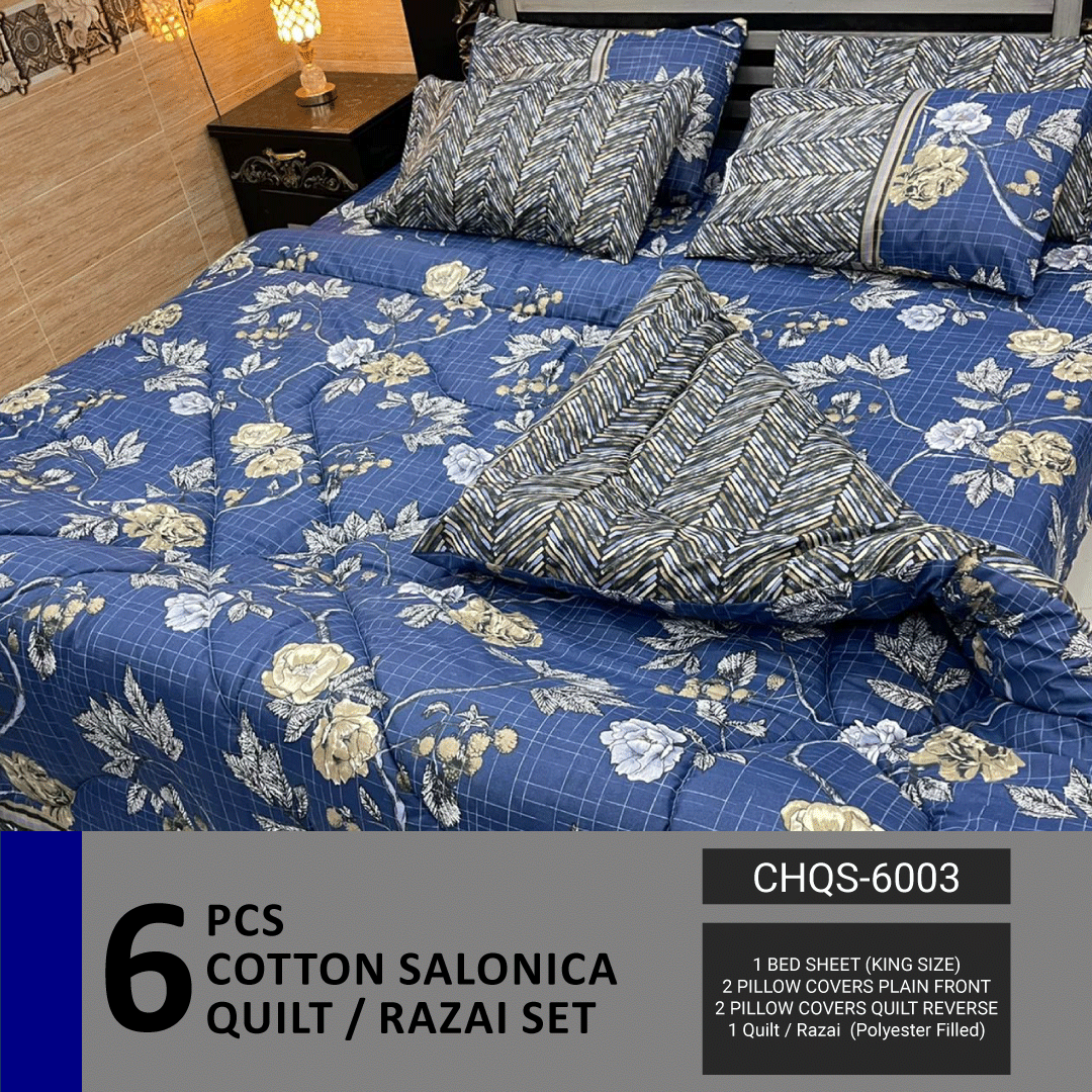 Asaan Life | 6 Pcs Vicky Razai Set | Double Bed | King Size | CHQS-6003