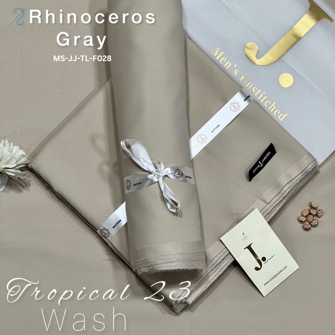 J Dot Premium Summer Tropical Unstitched Suit for Men | Rhinoceros Gray | MS-JJ-WW-F028
