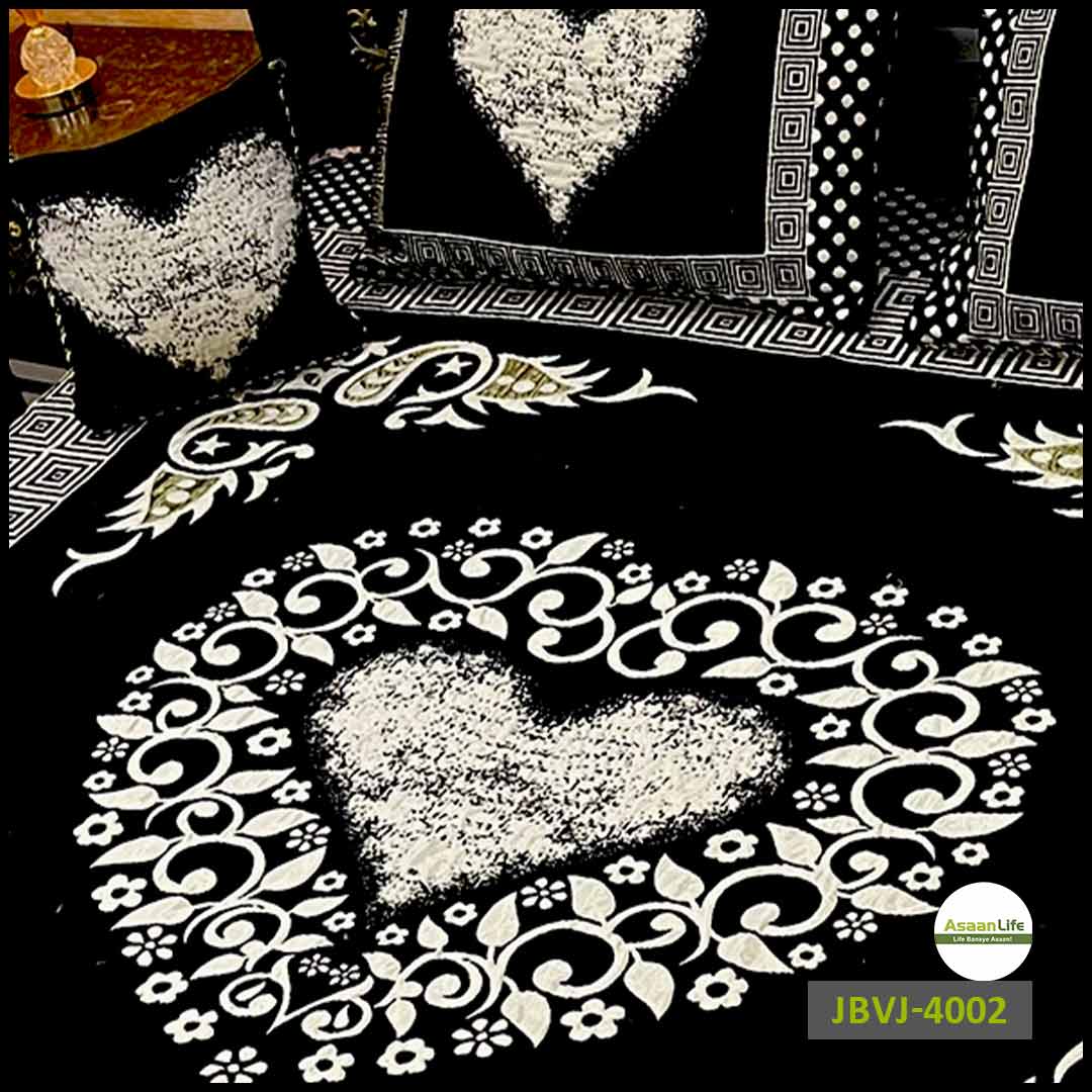 Asaan Life | 4 Pcs Velvet Jacquard Fancy Bed Set