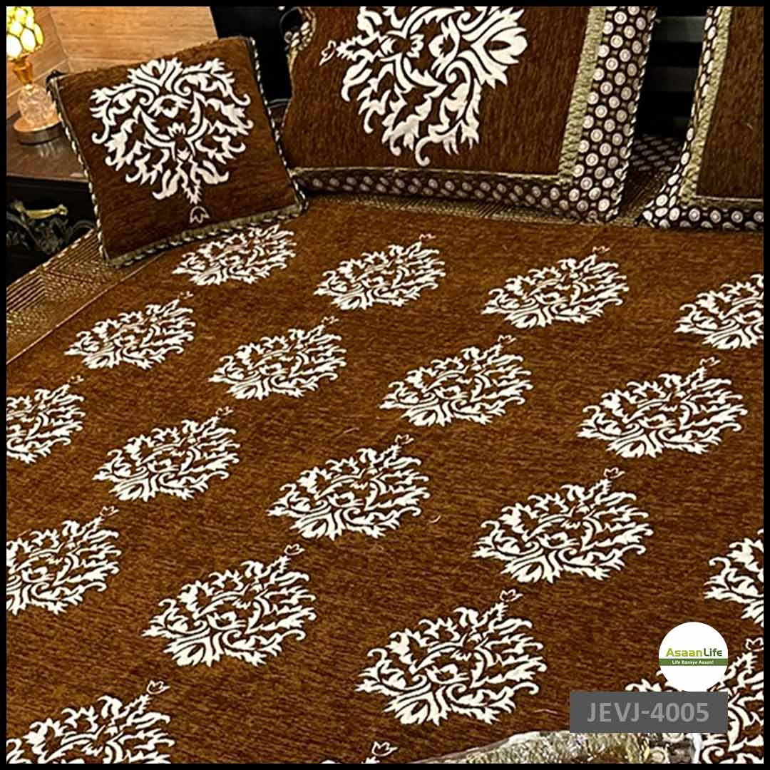 Asaan Life | 4 Pcs Velvet Jacquard Fancy Bed Set