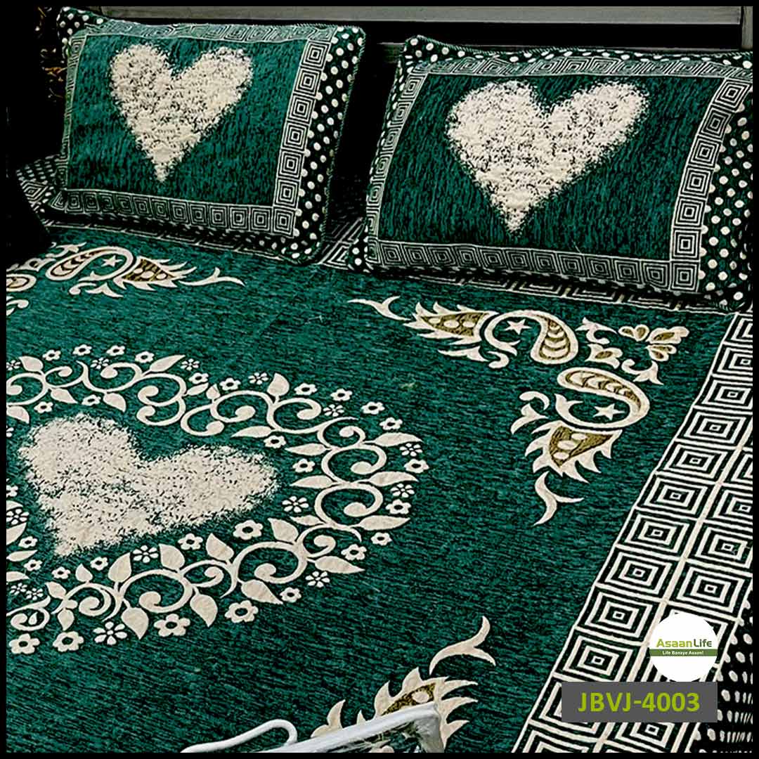 Asaan Life | 4 Pcs Velvet Jacquard Fancy Bed Set