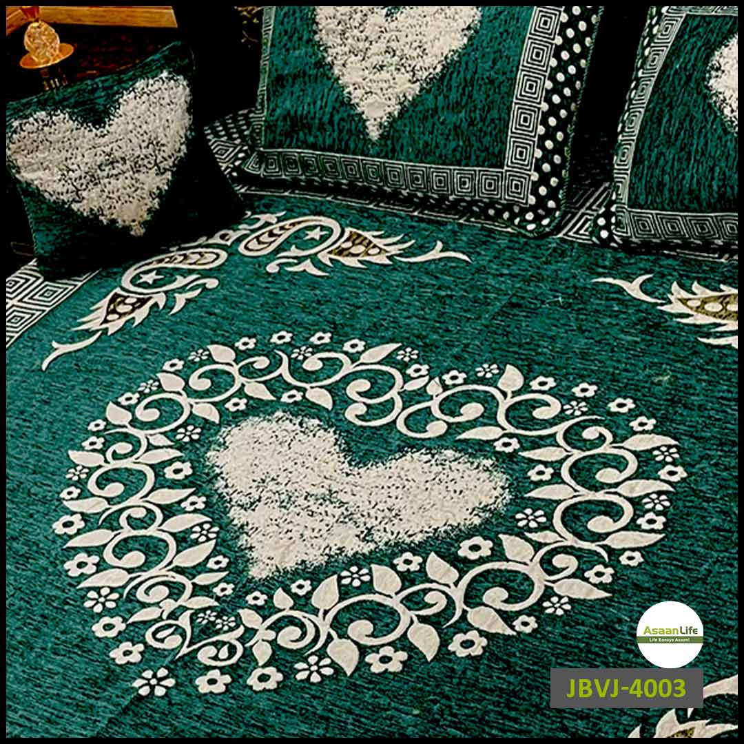Asaan Life | 4 Pcs Velvet Jacquard Fancy Bed Set