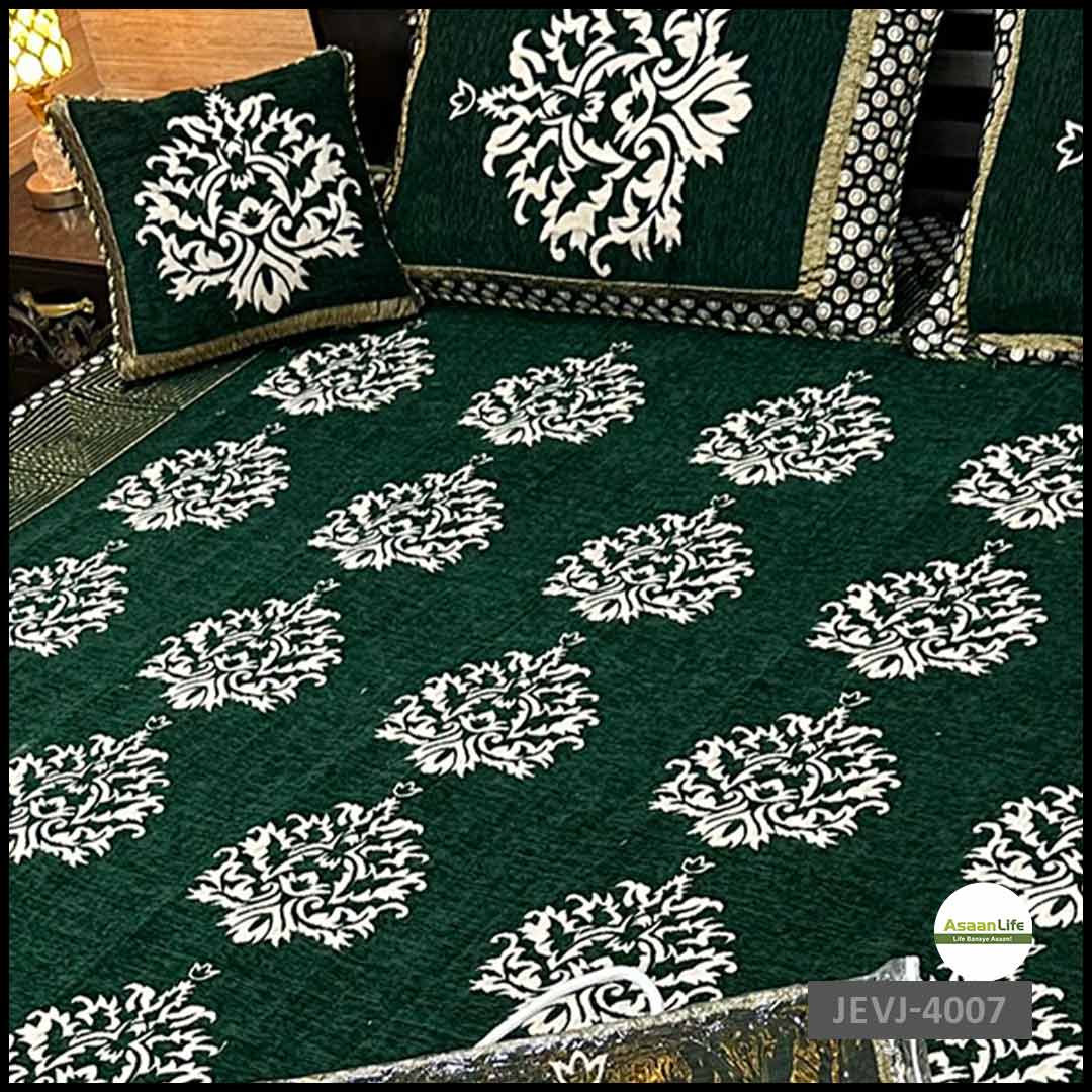 Asaan Life | 4 Pcs Velvet Jacquard Fancy Bed Set