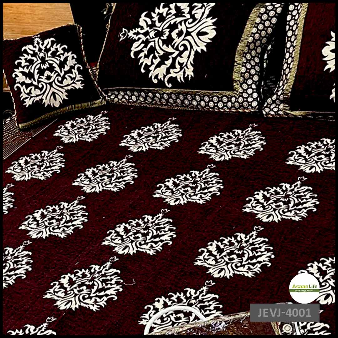 Asaan Life | 4 Pcs Velvet Jacquard Fancy Bed Set