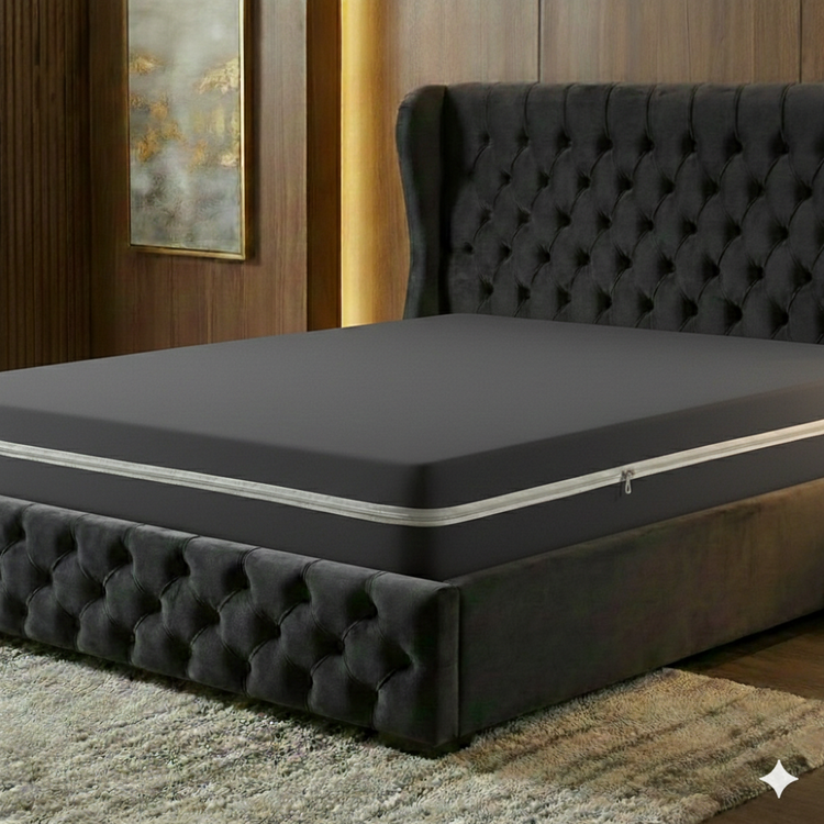 Waterproof zipper mattress protector king size in gray color with hypoallergenic terry cotton surface