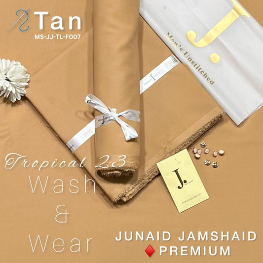 J Dot Premium Summer Tropical Unstitched Suit for MS-JJ-WW-F007 | Tan