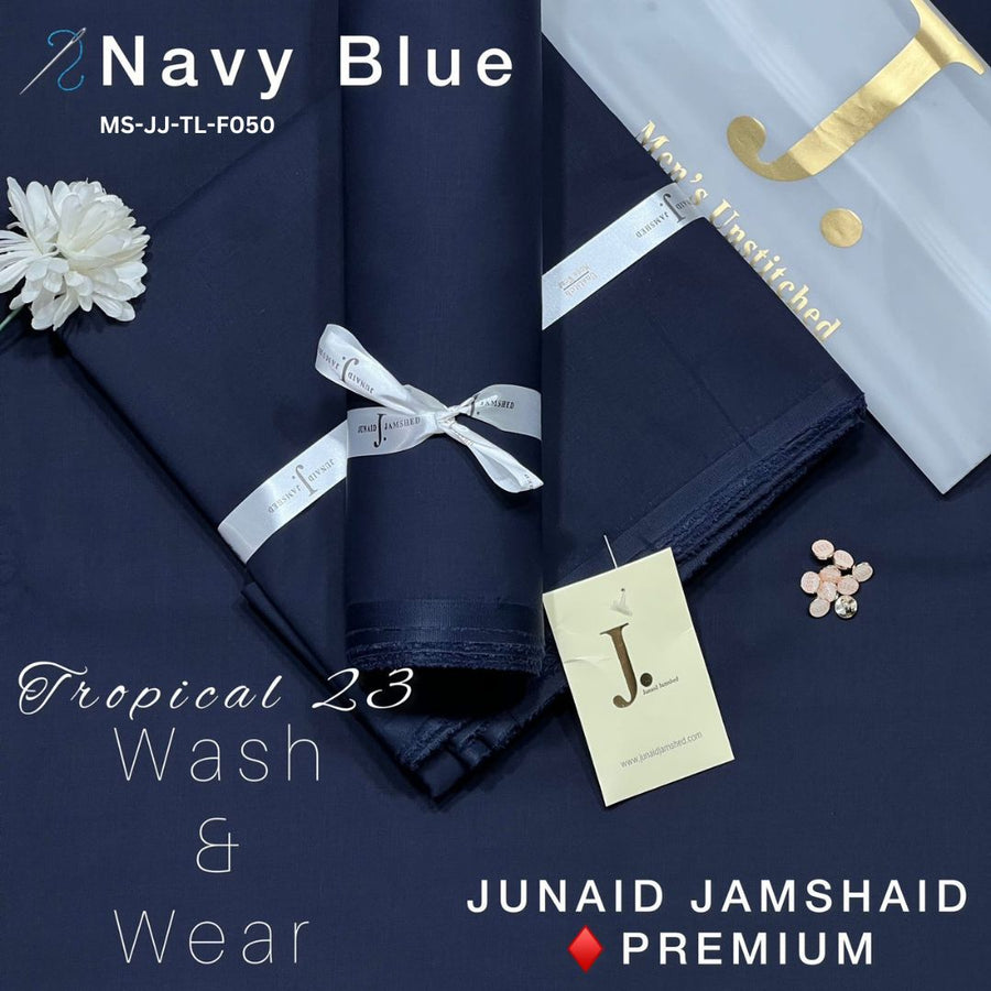 J Dot Premium Summer Tropical Unstitched Suit for Men | Navy Blue | MS-JJ-WW-F050