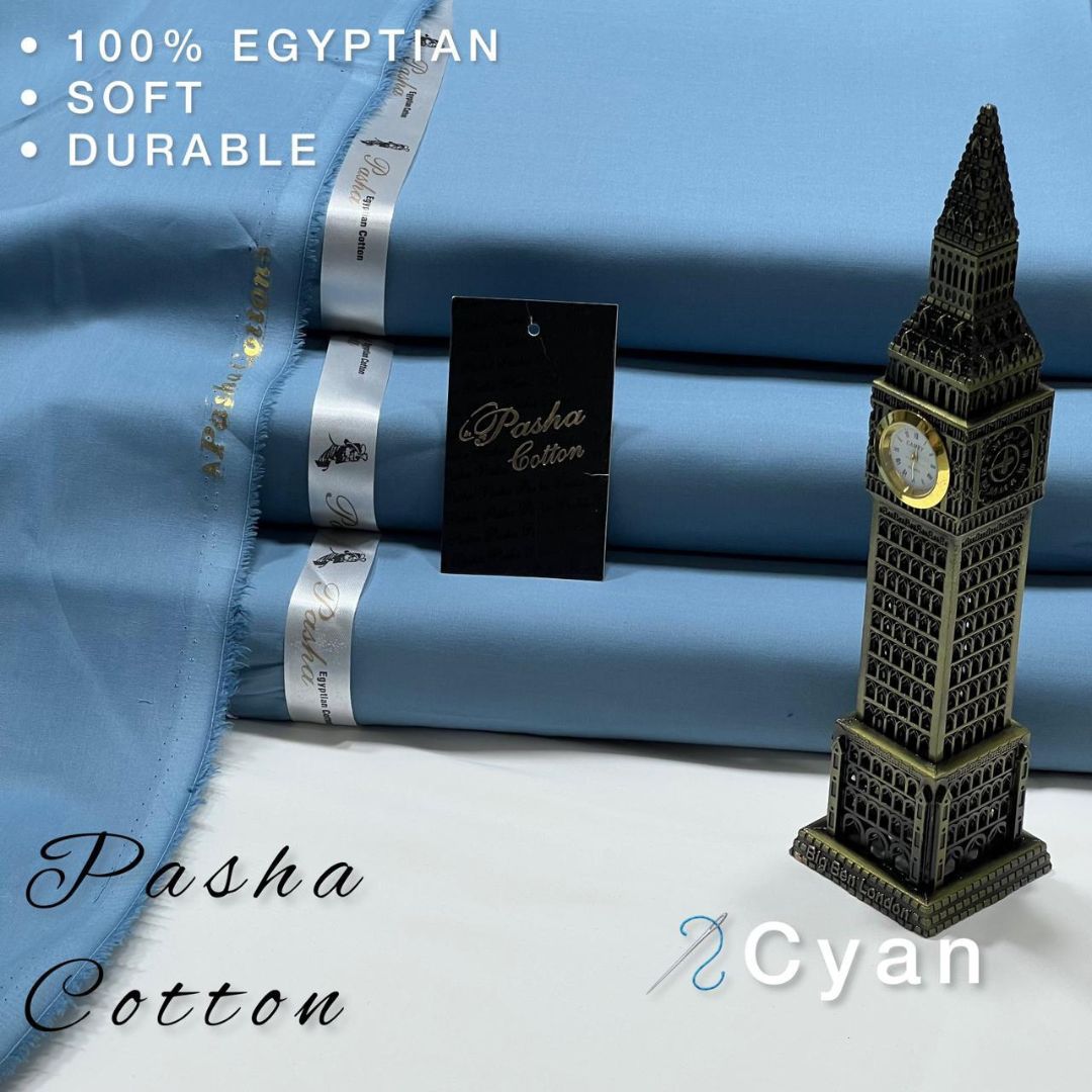 PASHA Premium Quality Soft Cotton Unstitched Suit for Men | Cyan