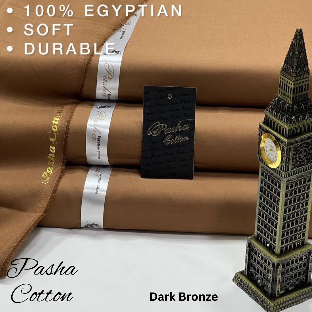 PASHA Premium Quality Soft Cotton Unstitched Suit for Men | Dark Bronze