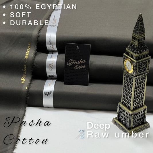 PASHA Premium Quality Soft Cotton Unstitched Suit for Men | Deep Raw Umber