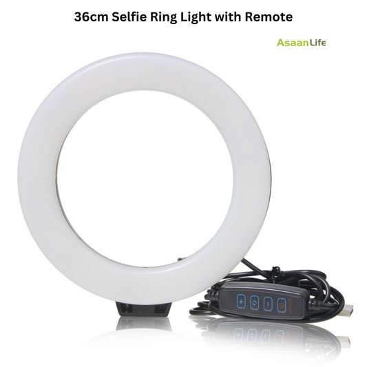 Portable 36cm Dimmable Selfie Ring Light with Remote Control for Studio Photography, Video Calls, Vlogging, Live Streaming, Makeup and All Occasions