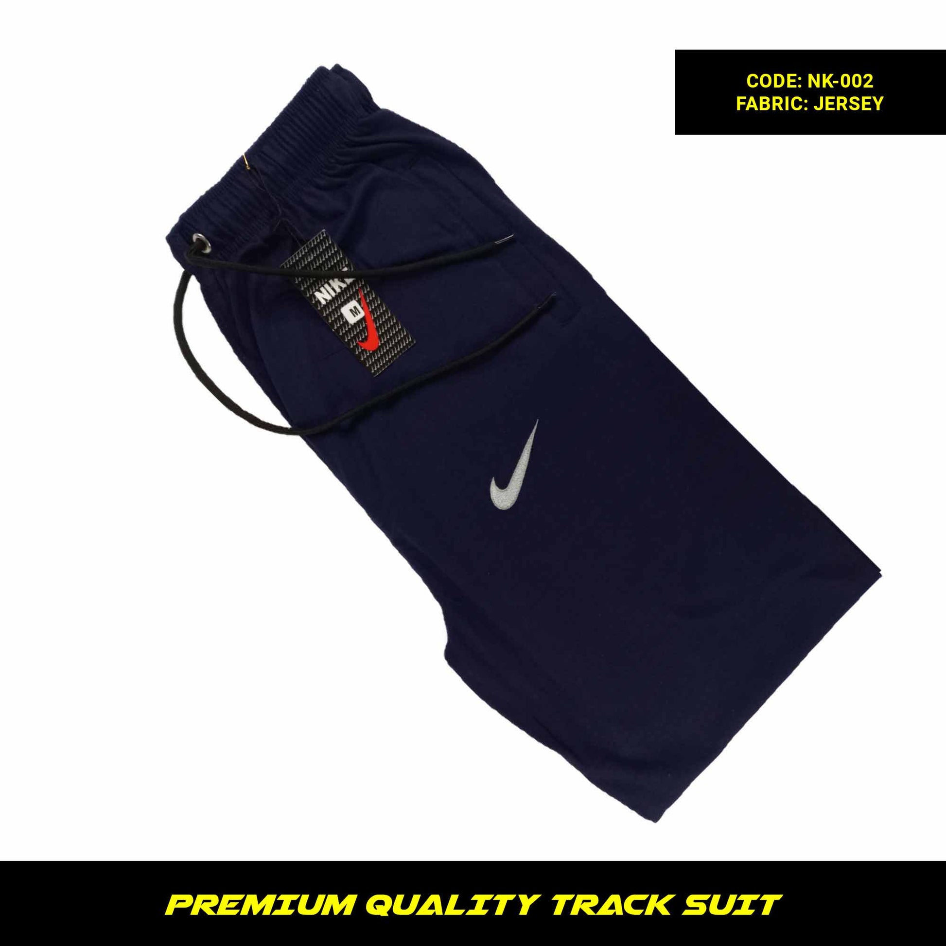 Men's premium jersey tracksuit with round neck and half sleeves. Tape to fasten trousers at waist. Loose-fitting. Zipper pockets. Perfect for workouts and casual wear.