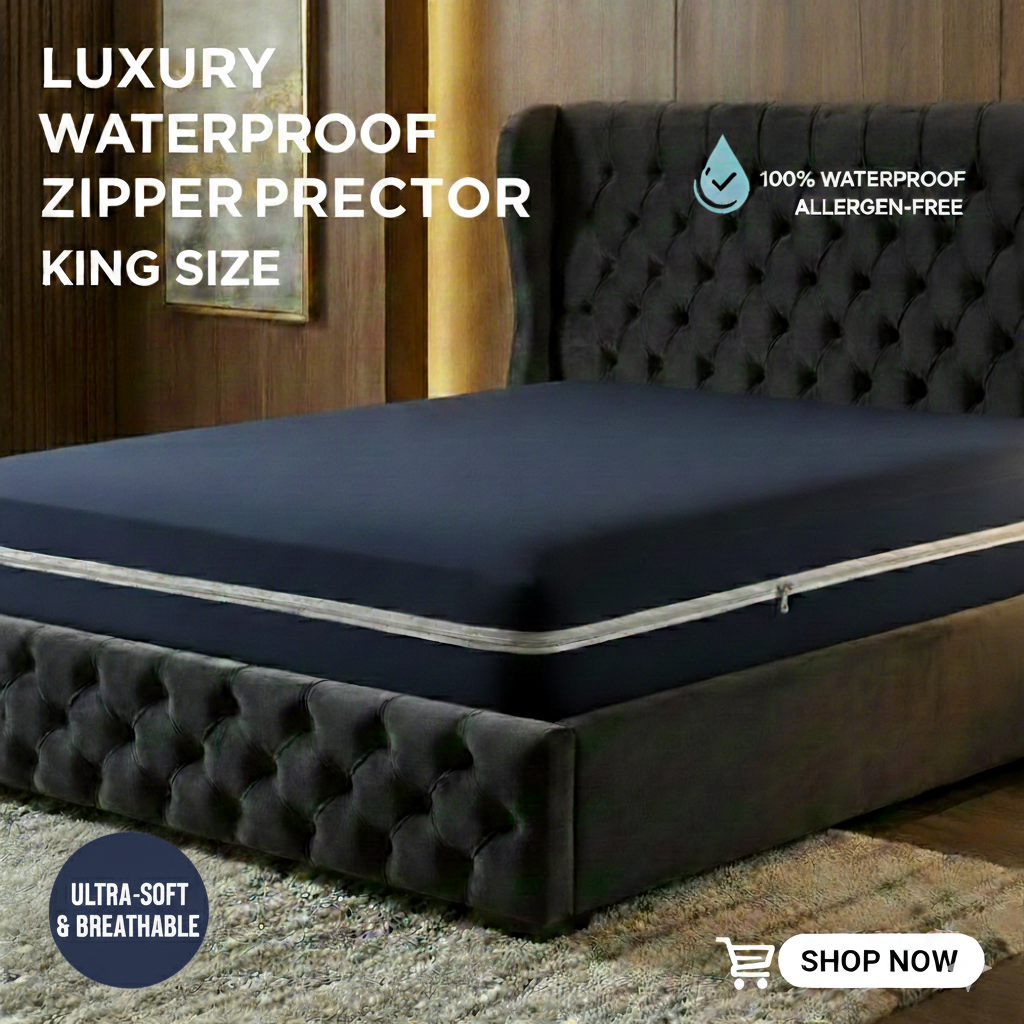 Waterproof mattress protector king size blue - promotional banner