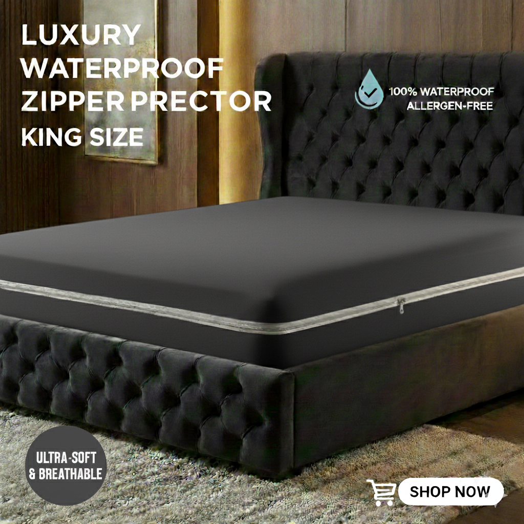 Waterproof mattress protector king size grey - promotional banner