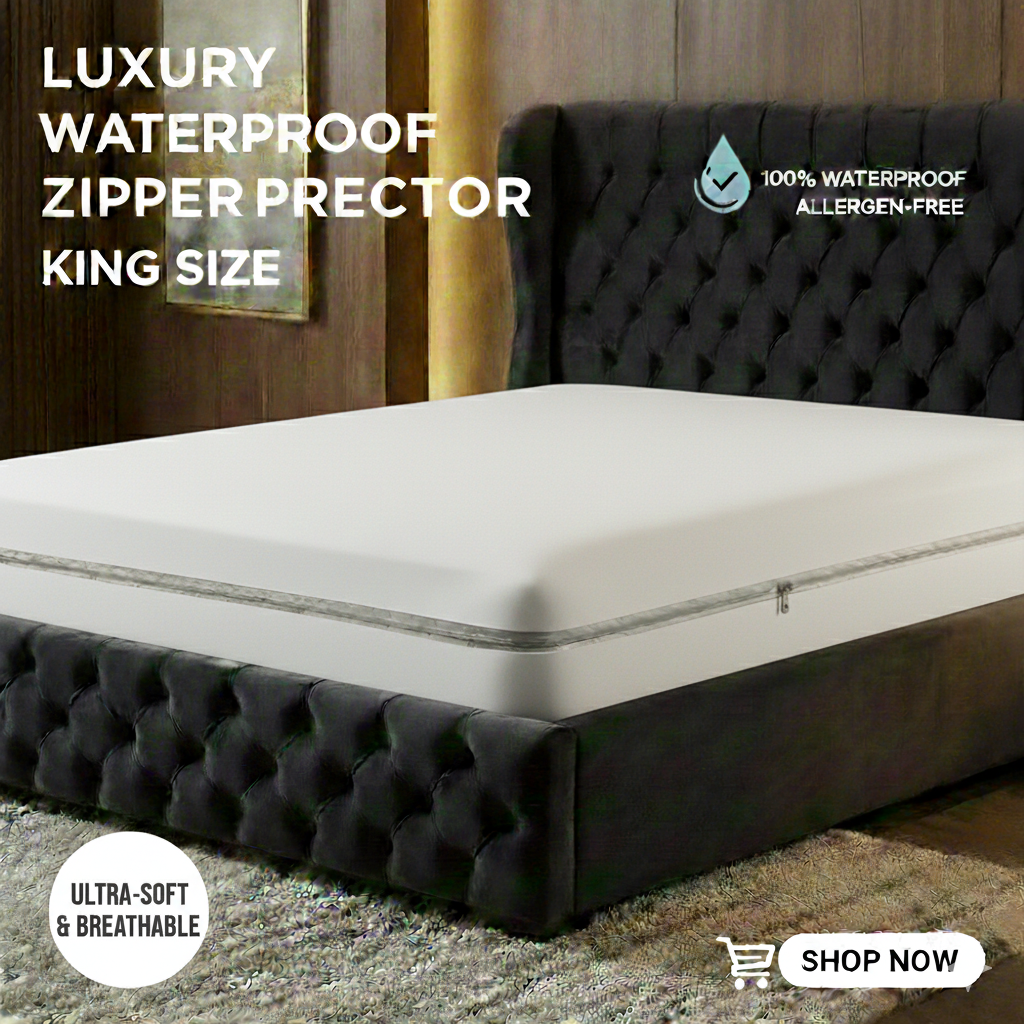 Waterproof mattress protector king size white - promotional banner