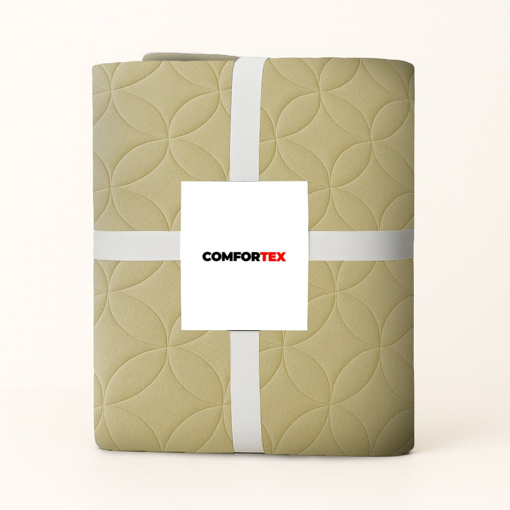 Comfortex Quilted Waterproof Mattress Cover | Protector | Beige | Double Bed | King Size