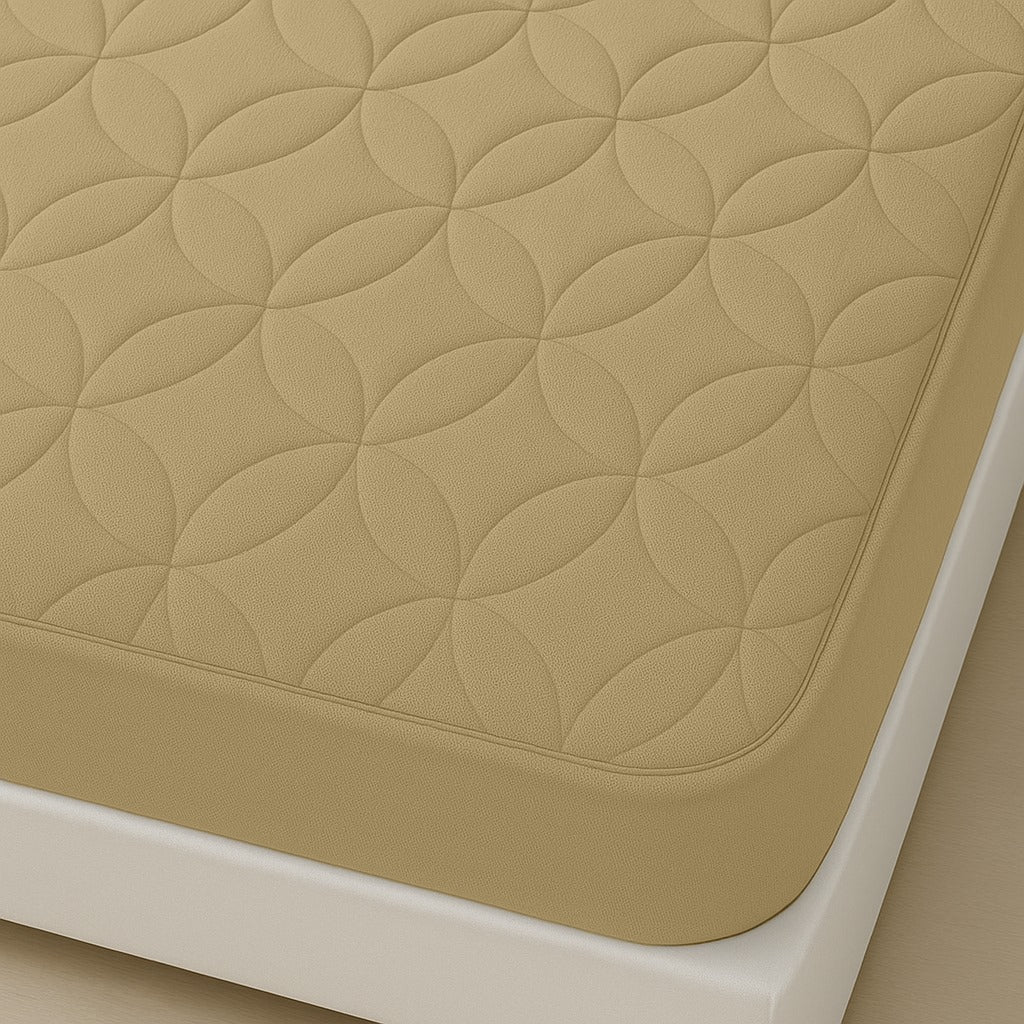 Comfortex Quilted Waterproof Mattress Cover | Protector | Beige | Double Bed | King Size