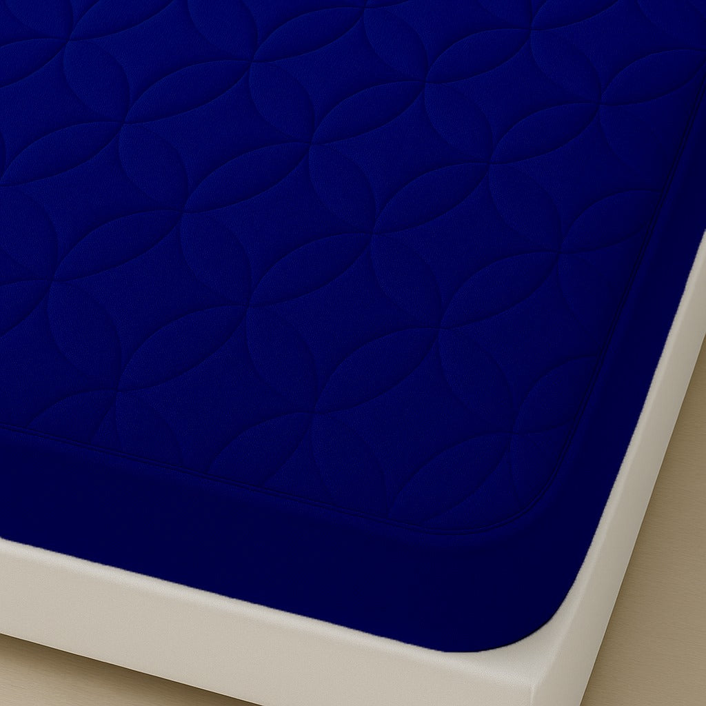 Comfortex Quilted Waterproof Mattress Cover | Protector | Blue | Double Bed | King Size