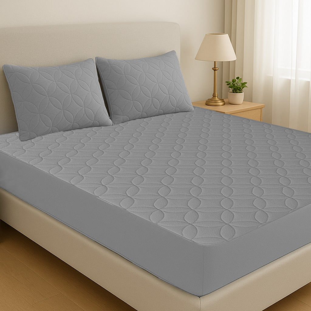 Comfortex Quilted Waterproof Mattress Cover | Protector | Grey | Double Bed | King Size