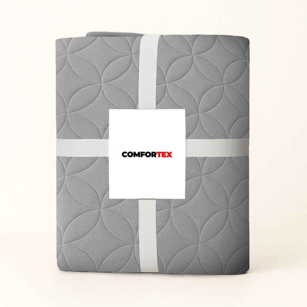 Comfortex Quilted Waterproof Mattress Cover | Protector | Grey | Double Bed | King Size