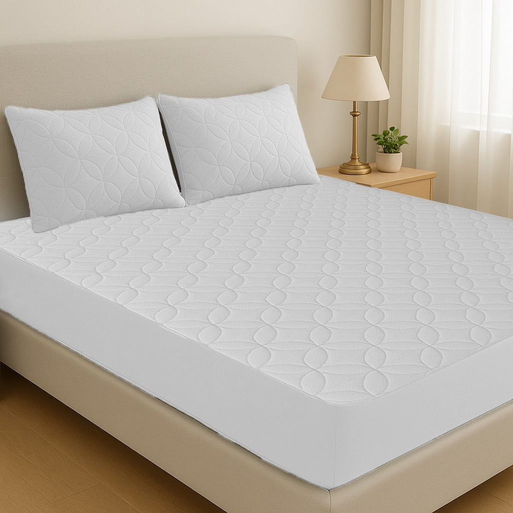 Comfortex Quilted Waterproof Mattress Cover | Protector | White | Double Bed | King Size