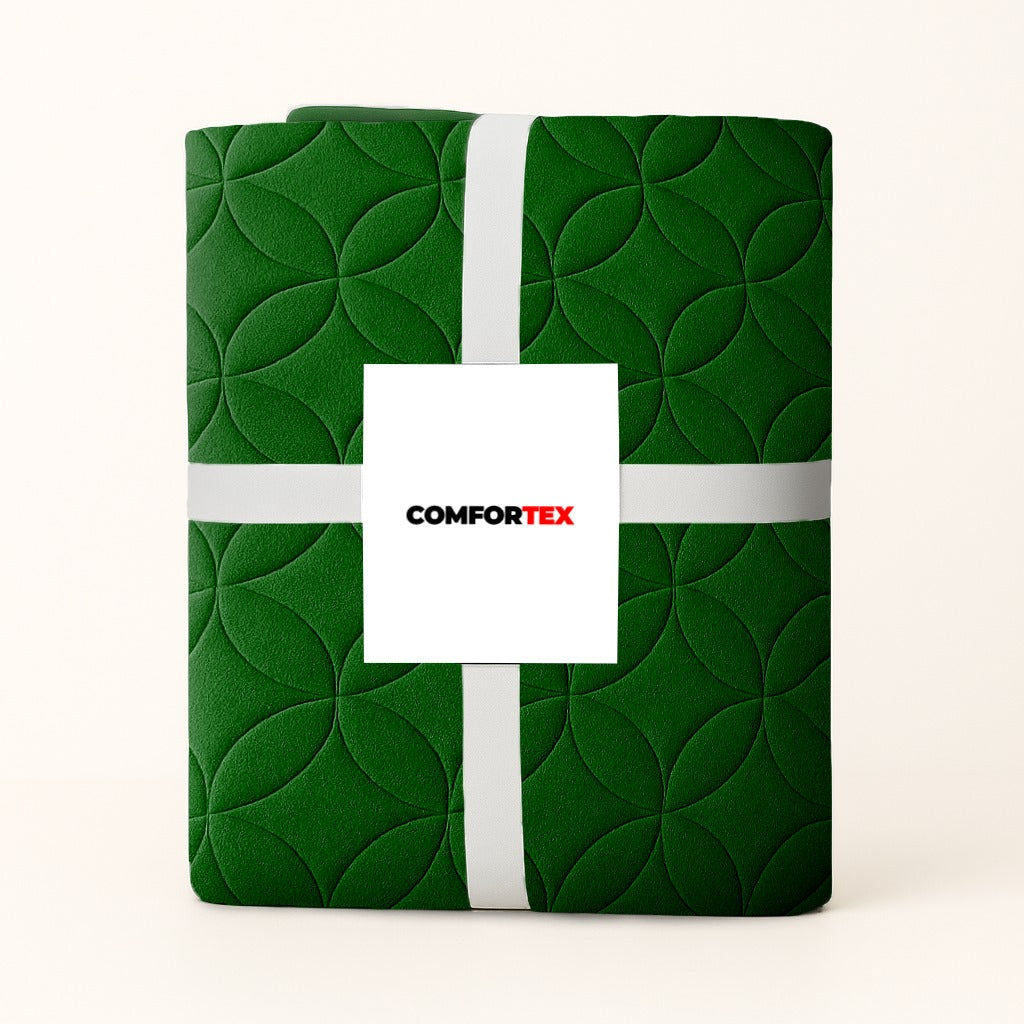 Comfortex Quilted Waterproof Mattress Cover | Protector | Green | Double Bed | King Size