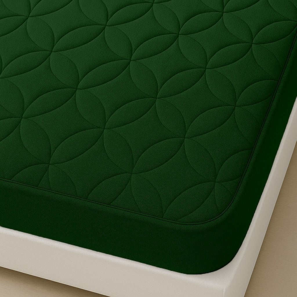 Comfortex Quilted Waterproof Mattress Cover | Protector | Green | Double Bed | King Size
