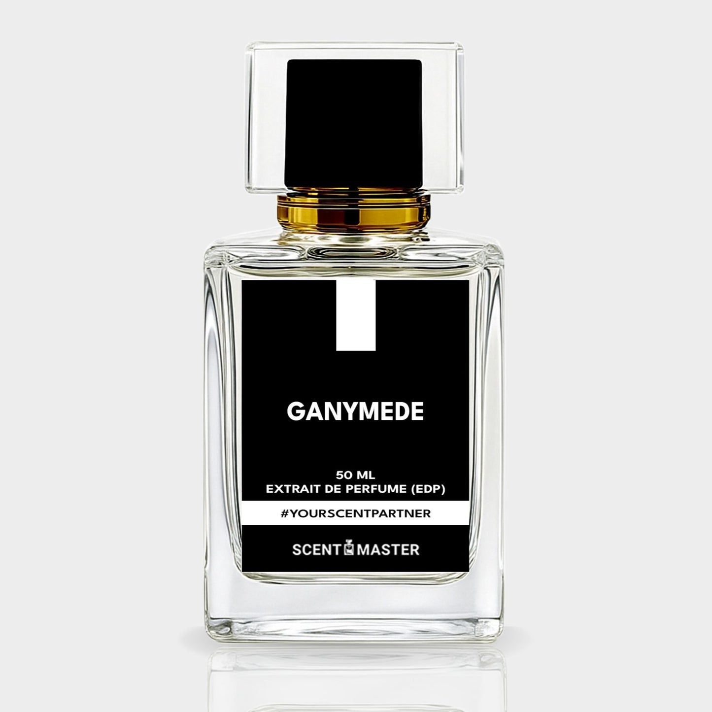Perfume bottle labeled 'Ganymede' on a white background