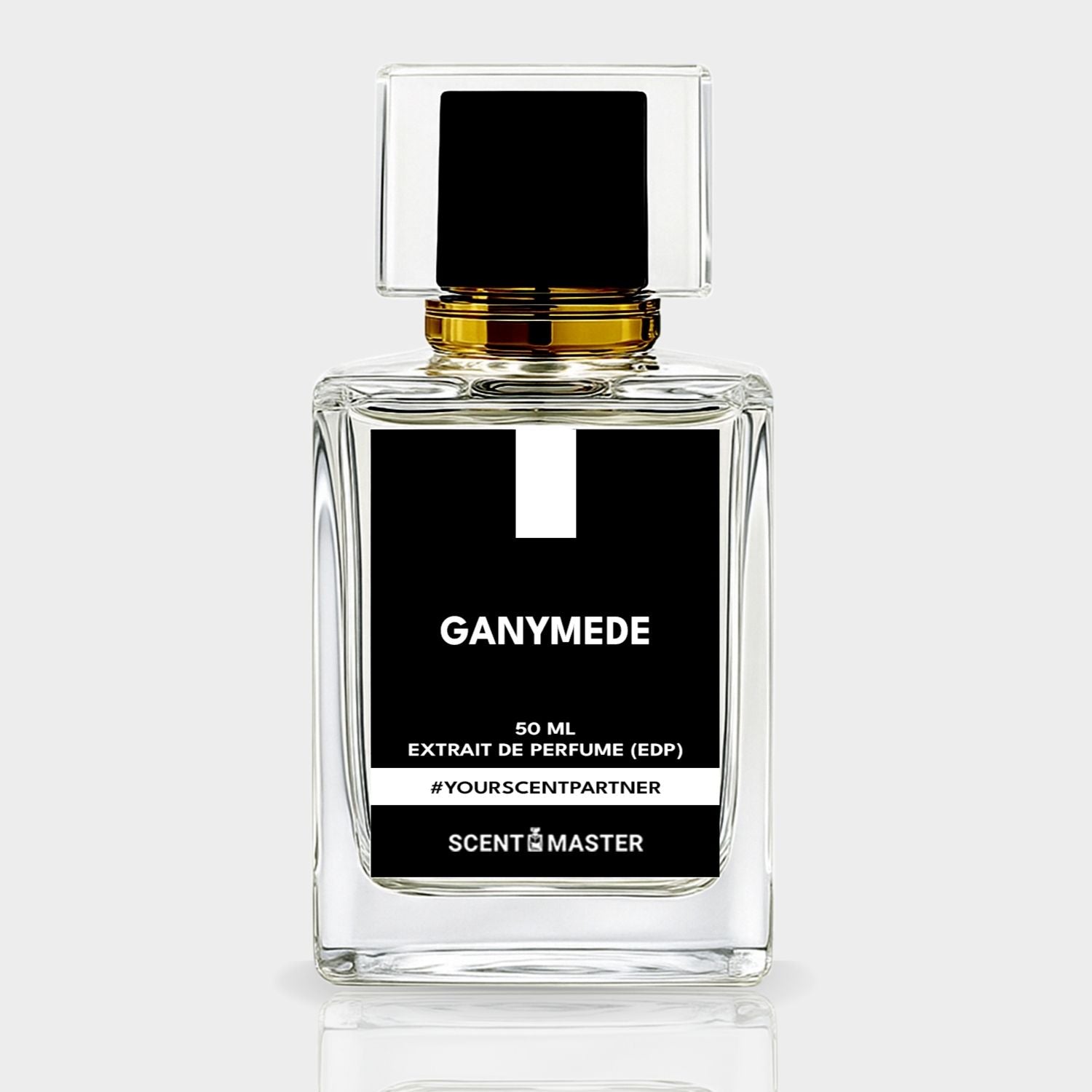 Perfume bottle labeled 'Ganymede' on a white background