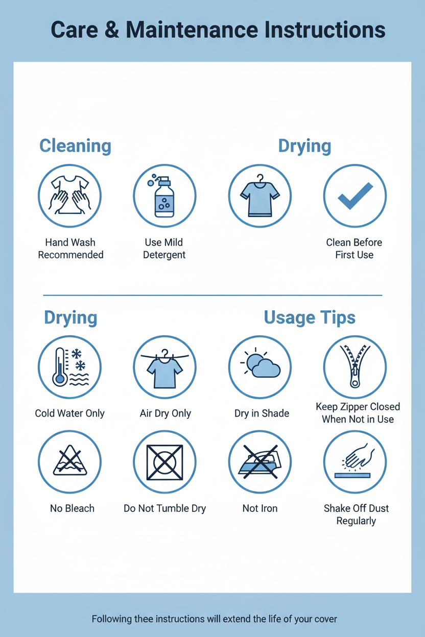 Care and maintenance instructions for washing machine cover