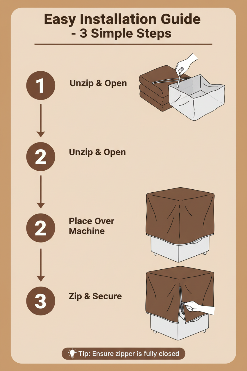Step-by-step installation guide for twin tub washing machine cover - 3 easy steps