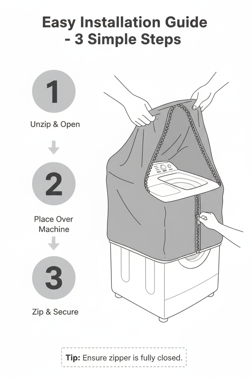 Step-by-step installation guide for twin tub washing machine cover - 3 easy steps
