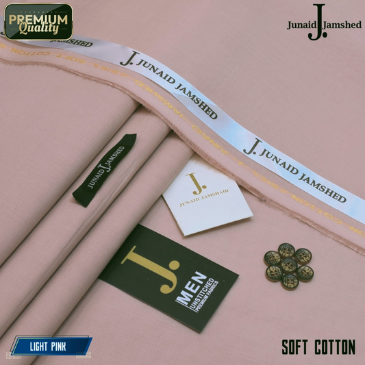 Premium Quality Summer Cotton Unstitched Suit for Men - Light Pink - JJCT-06