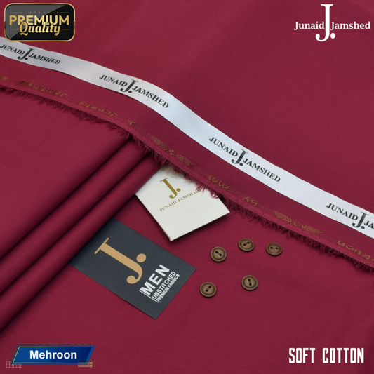 Premium Quality Summer Cotton Unstitched Suit for Men - Maroon - JJCT-08