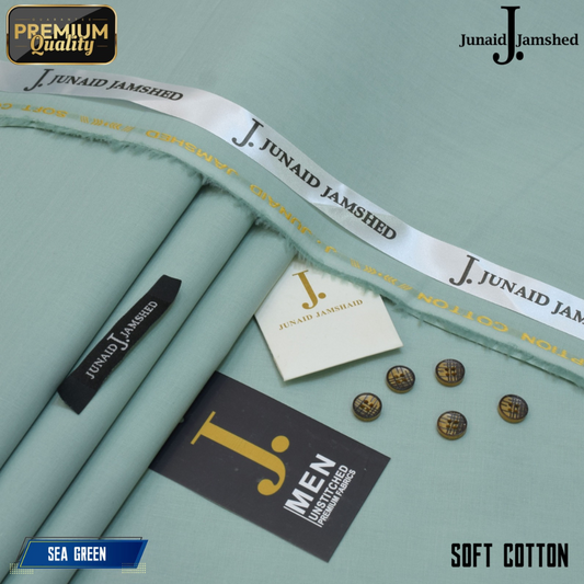 Premium Quality Summer Cotton Unstitched Suit for Men - Sea Green - JJCT-13