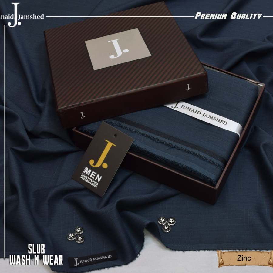Premium Quality Slub Wash n Wear Unstitched Suit for Men - Zinc - JJSB-08