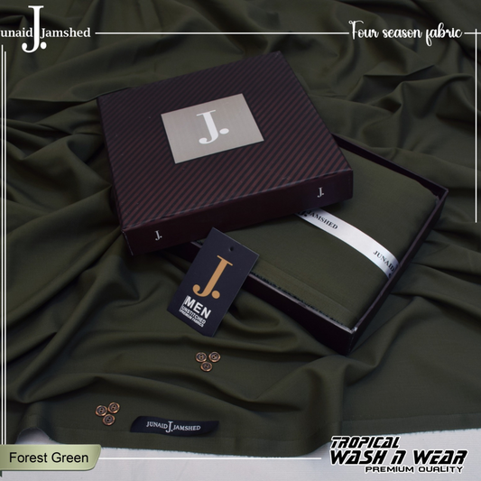 Premium Quality Tropical Wash n Wear Unstitched Suit for Men - Forest Green - JJTB-06