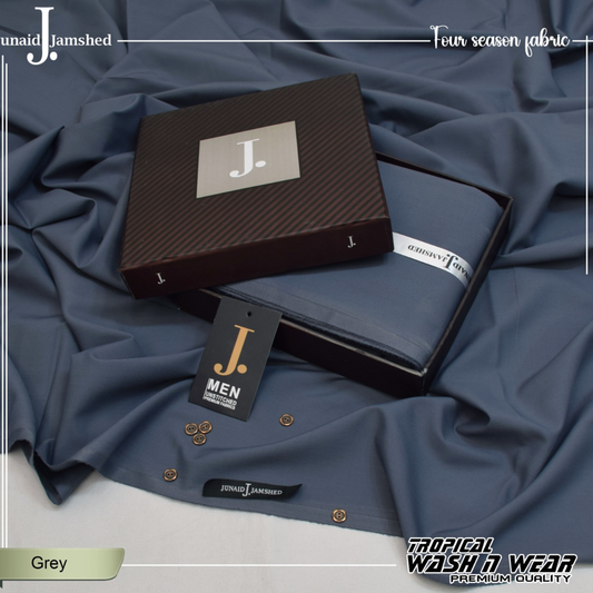 Premium Quality Tropical Wash n Wear Unstitched Suit for Men - Gray - JJTB-07