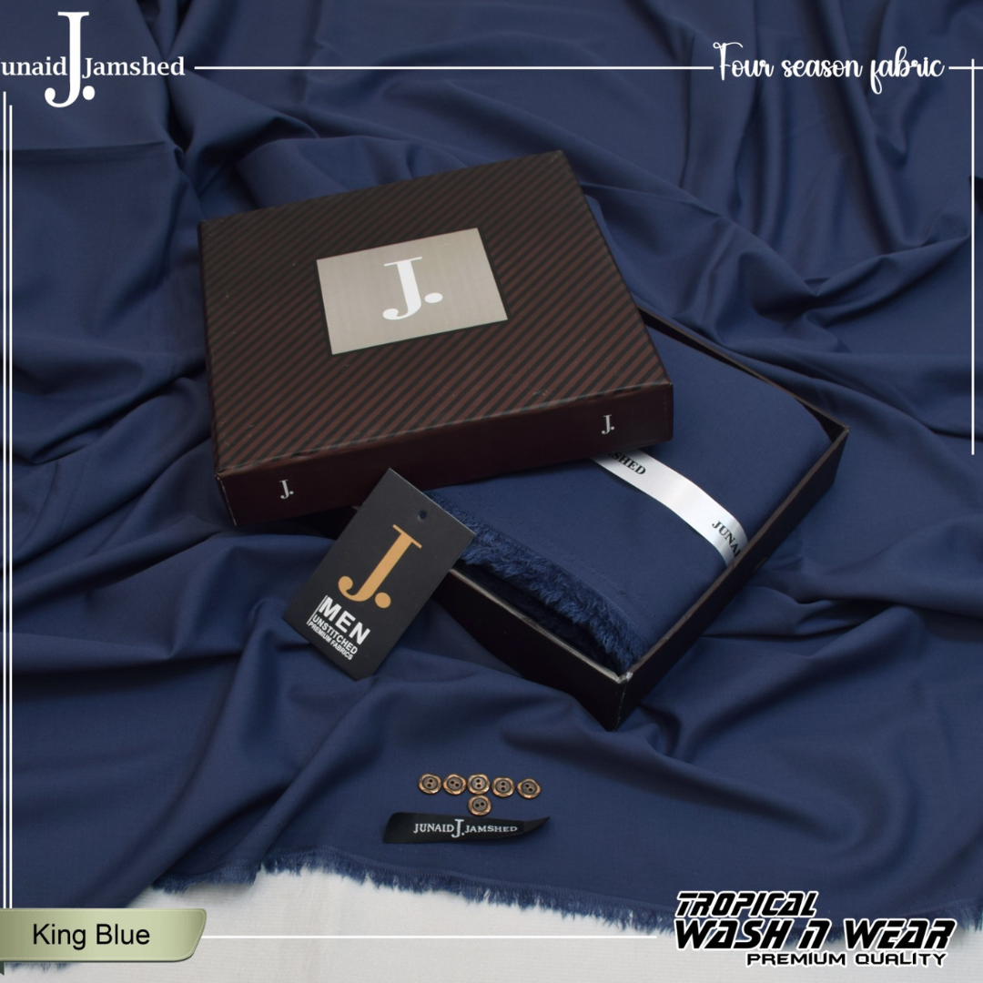 Premium Quality Tropical Wash n Wear Unstitched Suit for Men - King Blue - JJTB-10