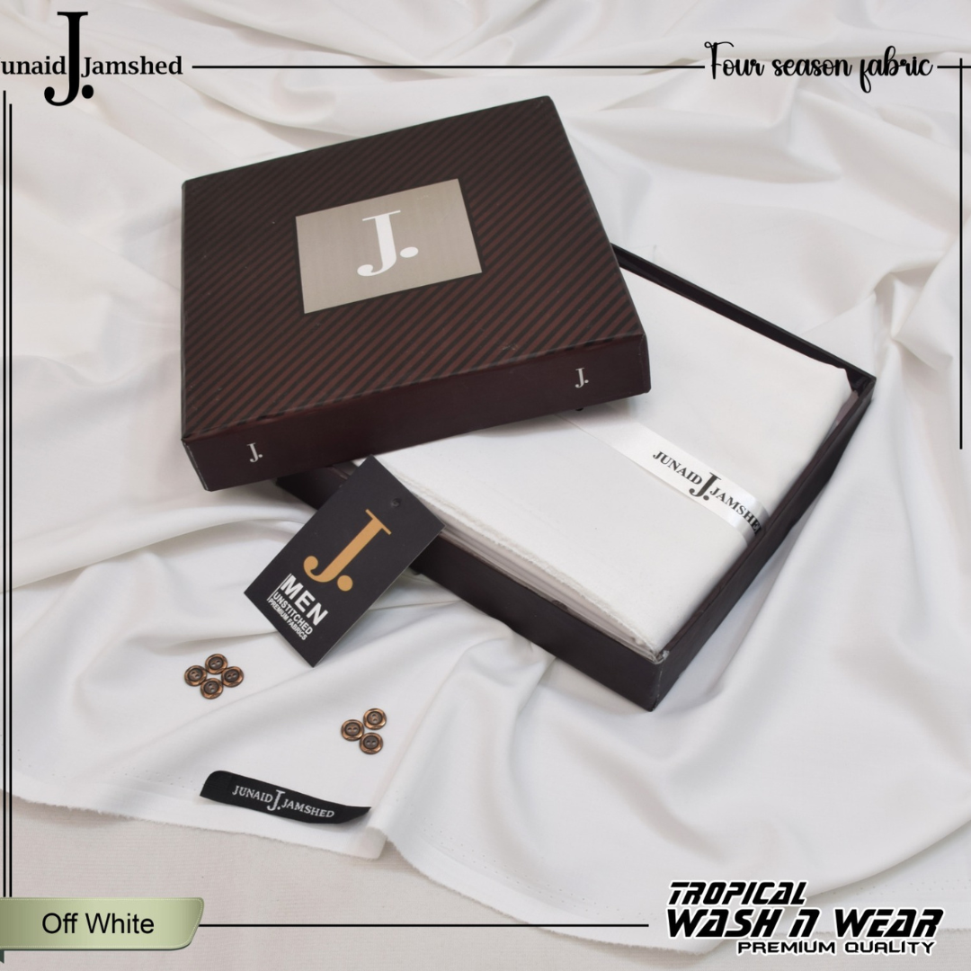 Premium Quality Tropical Wash n Wear Unstitched Suit for Men - Off White - JJTB-14