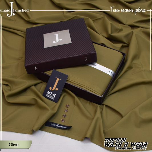Premium Quality Tropical Wash n Wear Unstitched Suit for Men - Olive - JJTB-15