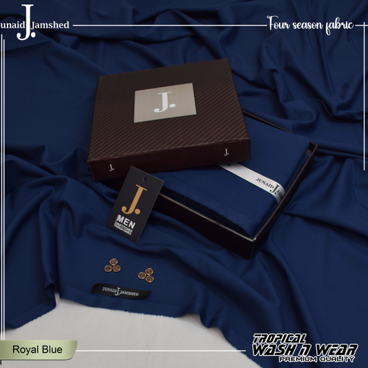 Premium Quality Tropical Wash n Wear Unstitched Suit for Men - Royal Blue - JJTB-17