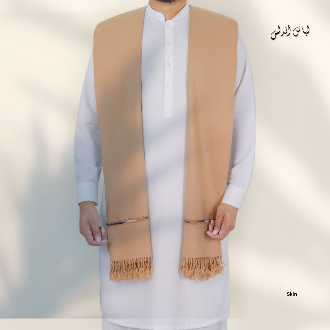 Libas-e-Andalus Original Blended Wool Shawl for Men | Skin