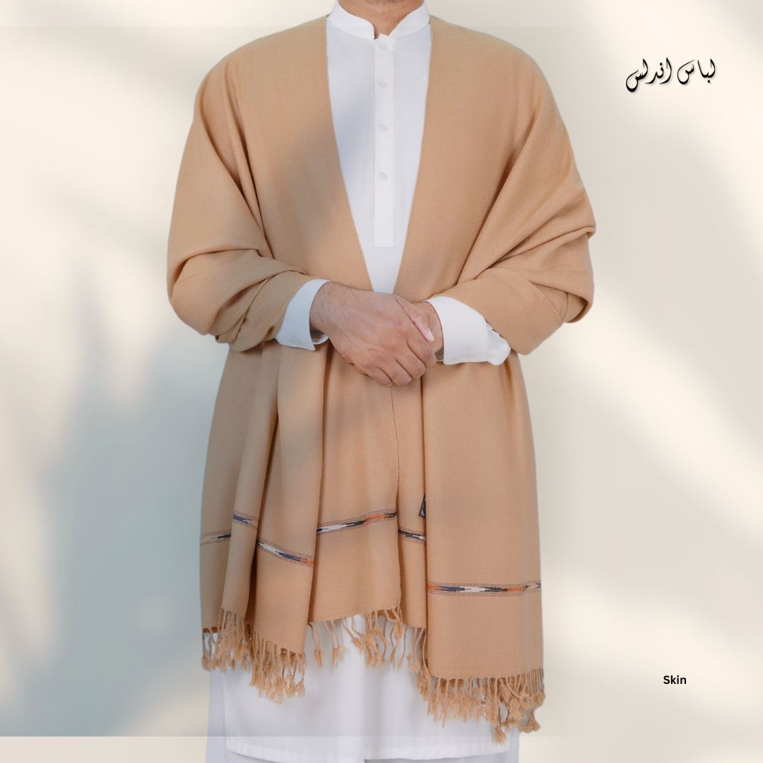 Libas-e-Andalus Original Blended Wool Shawl for Men | Skin