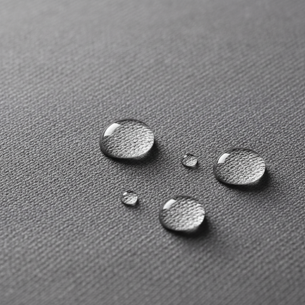 Waterproof fabric material texture with water droplets - protection quality