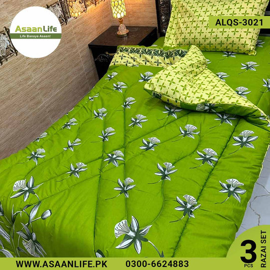Asaan Life | 3 Pcs Cotton Vicky Razai Set | Single Bed | Charpai | ALQS-3021