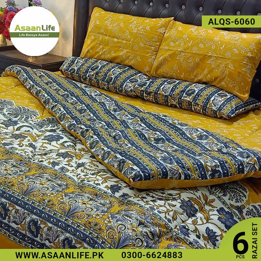 Asaan Life | 6 Pcs Cotton Vicky Razai Set | Double Bed | ALQS-6060