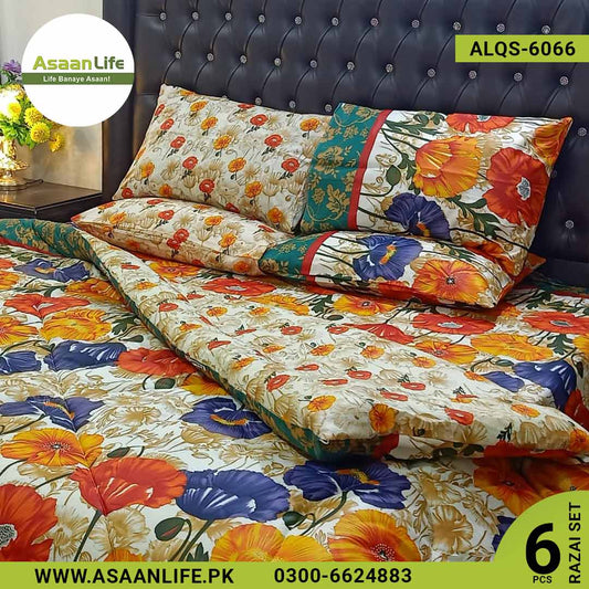 Asaan Life | 6 Pcs Cotton Vicky Razai Set | Double Bed | ALQS-6066