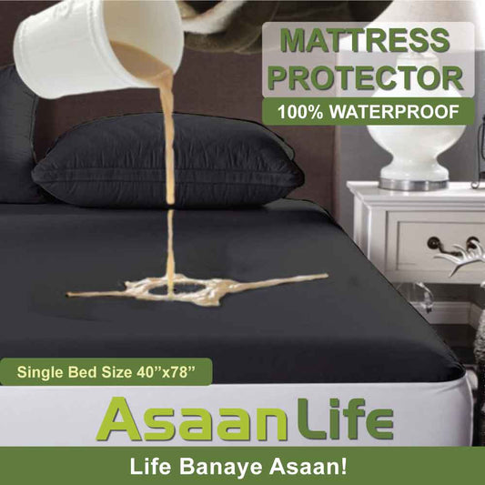 Asaan Life | Waterproof Mattress Cover | Protector | Grey | Single Bed
